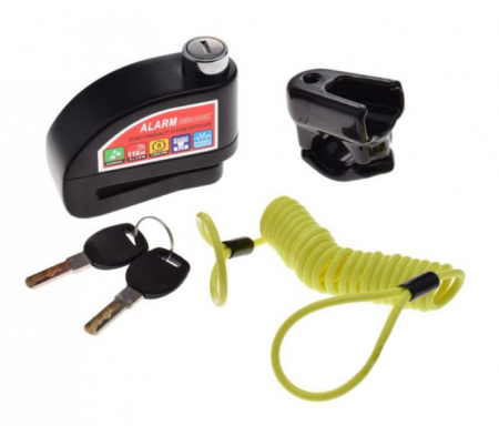Antifurt - Blocaj disc antifurt cu alarma sonora, snur avertizare 6x54x7