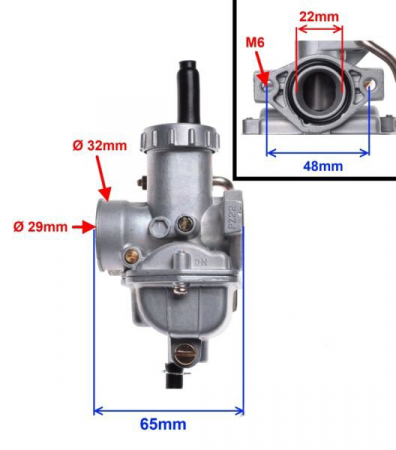 Carburator minicross 4T Pz 22 50-110cc, diametrul clapetei 17mm [4]