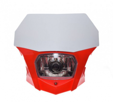 Carena + far, Enduro, culoare alb/rosu [1]