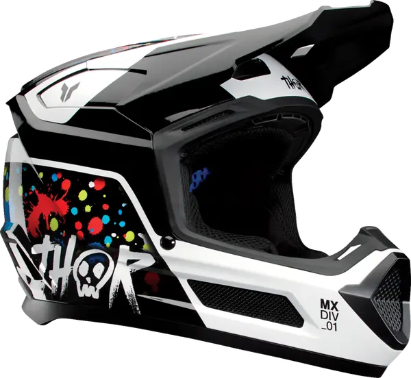  Casti - Casca copii ATV/Cross Thor Splat, culoare alb/negru, marime S