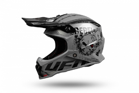 Casti - Casca cross/atv Ufo Intrepid Kids, culoare negru/argintiu, marime L