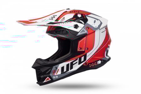 Casti - Casca enduro/ATV Ufo Intrepid, culoare negru/rosu/alb mat, marimea M