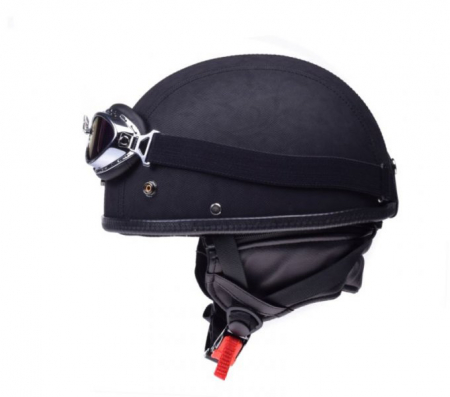 Casca moto Brain Cap cu ochelari, din imitatie piele, marime S, culoare negru mat [1]