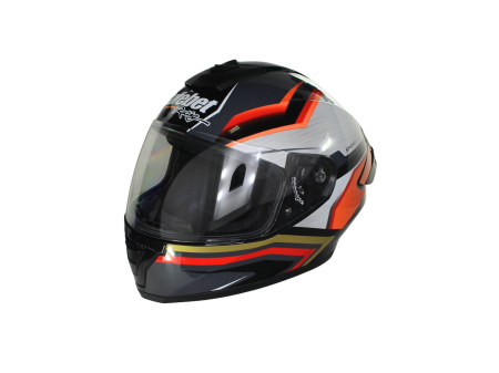 Echipament Strada - Casca moto integrala adulti, Safebet HF-123 Q250-L, culoare negru/portocaliu, marime XL