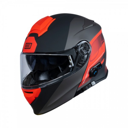 Echipament Strada - Casca moto Origine Delta BT Row rabatabila cu ochelari, Bluetooth incorporat, culoare rosu/titanium, marime M