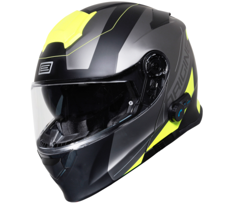 Echipament Strada - Casca moto Origine Delta Spike rabatabila cu ochelari, Bluetooth incorporat, culoare fluo galben/negru, marime M