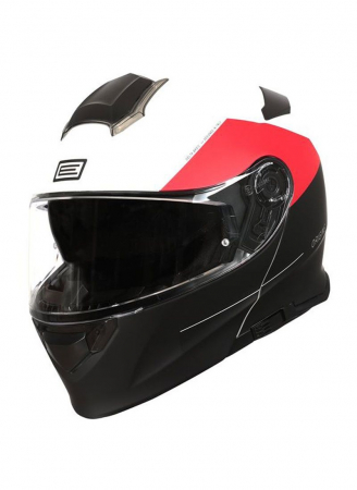 Echipamente - Casca moto rabatabila, cu ochelari, Origine Basic Virgin, culoare rosu/negru mat, marime S 55-56 cm