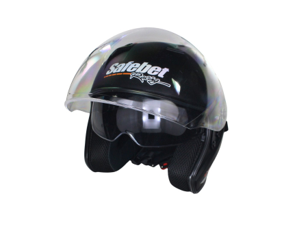 Casca moto semi-integrala cu ochelari adulti, Safebet HF-227, culoare negru mat, marime S [1]