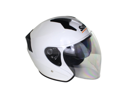 Casca moto semi-integrala cu ochelari adulti, Safebet HF-227, culoare alb, marime M [4]