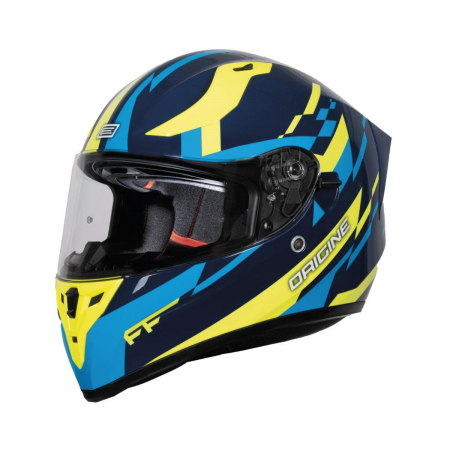 Echipamente - Casca moto integrala cu ochelari, Origine Strada Reveal, culoare galben/albastru, marime XS