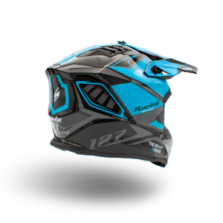 Casca motocross/atv copii Asix 127, culoare negru/albastru, marime YM, 53-54cm [4]