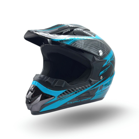 Casti - Casca motocross/atv copii XTR 125, culoare negru/albastru, marime YM, 53-54cm