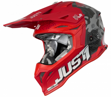 Casca motocross/atv JUST1 J39 Kinetic Camo, culoare gri/rosu, marime M [0]