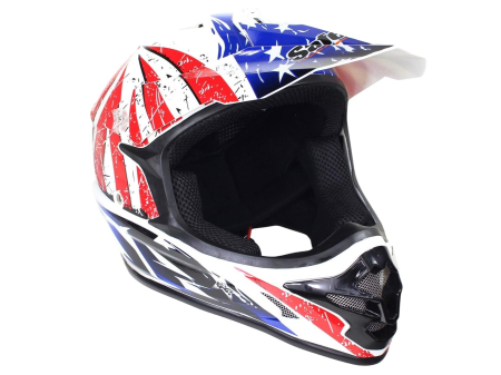 Casti - Casca motocross/atv, SAFEBET HF-115 Q183, culoare albastru/rosu, marime L