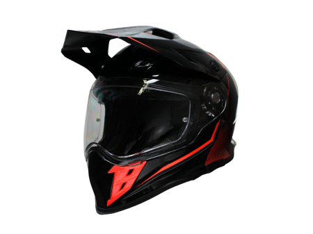 Casti - Casca Motocross  cu viziera si ochelari VCAN H331, Culoare Negru/Rosu Intens, Marime XXL