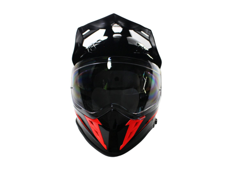 Casca Motocross  cu viziera si ochelari VCAN H331, Culoare Negru/Rosu Intens, Marime XXL [3]