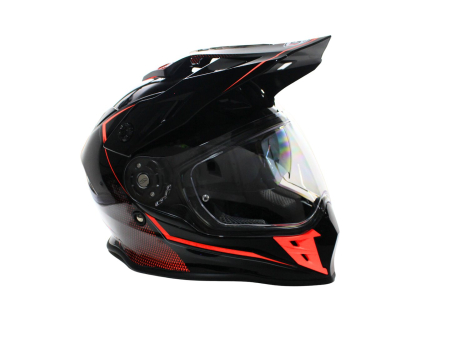 Casca Motocross  cu viziera si ochelari VCAN H331, Culoare Negru/Rosu Intens, Marime XXL [4]