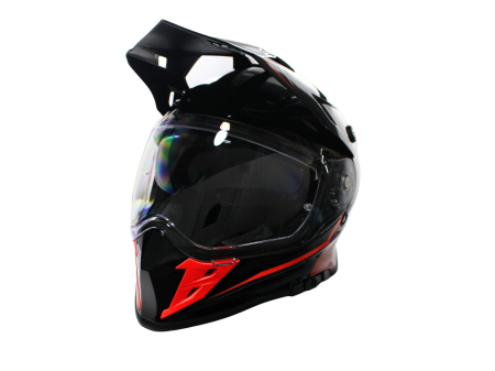 Casca Motocross  cu viziera si ochelari VCAN H331, Culoare Negru/Rosu Intens, Marime XXL [1]