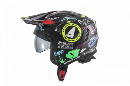 Casti - Casca semi-integrala Ufo Plast Sheratan Jet, vizor fumuriu, culoare multicolor, marime L(59/60)