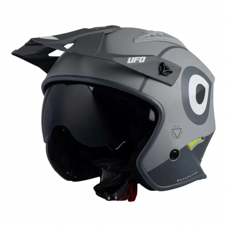 Casti - Casca semi-integrala Ufo Plast Sheratan Net Jet, vizor fumuriu, culoare gri mat, marime XL