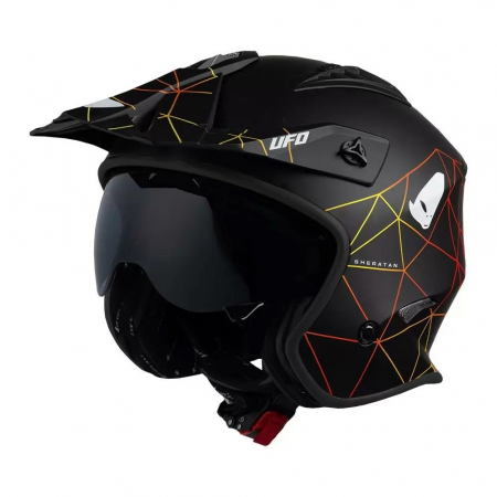 Casti - Casca semi-integrala Ufo Plast Sheratan Net Jet, vizor fumuriu, culoare negru mat, marime XL