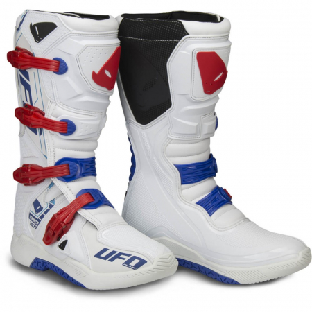 Cizme - Cizme motocross Ufo Plast ELEKTRON , culoare alb/rosu , marime 44