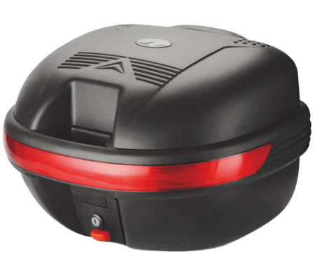 Cutii / Genti - Cutie bagaje (top case) A07, 30l, culoare negru, reflector rosu