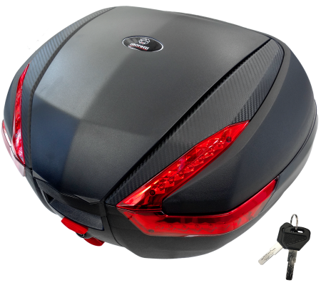 Cutii / Genti - Cutie cu suport 35L, Moretti MR-888, culoare negru, reflector rosu