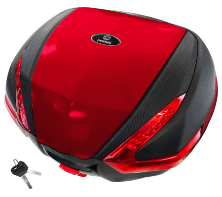 Cutii / Genti - Cutie cu suport 35L, Moretti MR-888, culoare negru/rosu, reflector rosu