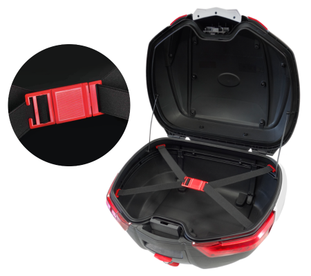 Cutie cu suport 35L, Moretti MR-888, culoare negru/rosu, reflector rosu [2]