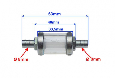 Filtru benzina metalic, transparent, 8 mm [1]