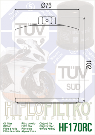 Filtru Ulei HF170B Racing Negru Hiflofiltro Harley 63796-77 , 63805-80A , 63805-80T , 63806-83 [1]