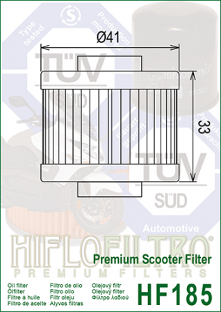 Filtru Ulei HF185 Hiflofiltro Aprilia 02 04 50 BMW 11 41 7 651 414 11 41 7 672 166 Italjet 210483727 Peugeot 737492 [1]