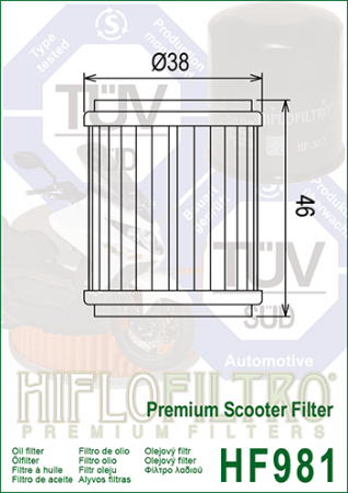 Filtru Ulei HF981 Hiflofiltro Yamaha 38B-E3440-00 Yamaha 5YP-E3440-00 [1]