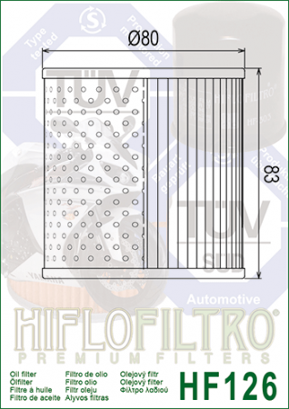 Filtre ulei - Filtru Ulei Hiflofiltro Kawasaki HF126 OEM 16099-002