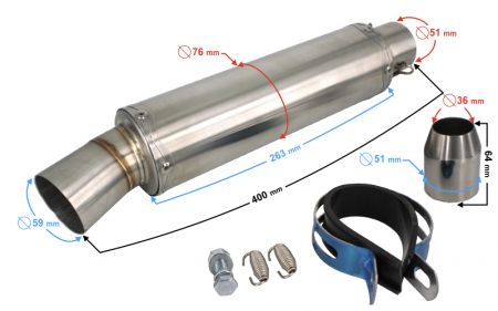 Final evacuare moto Tuning, intrare 51mm, culoare Titanium [1]