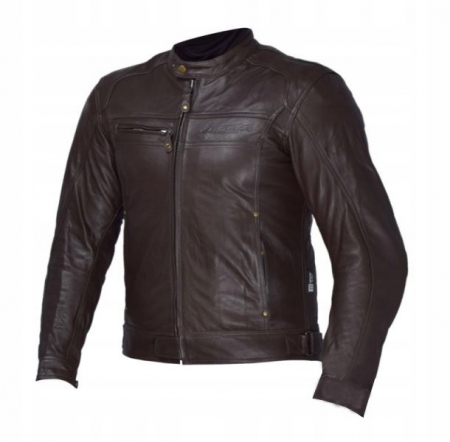 Echipament Strada - Geaca moto piele Leoshi, cu protectie spate, culoare maro, marime L