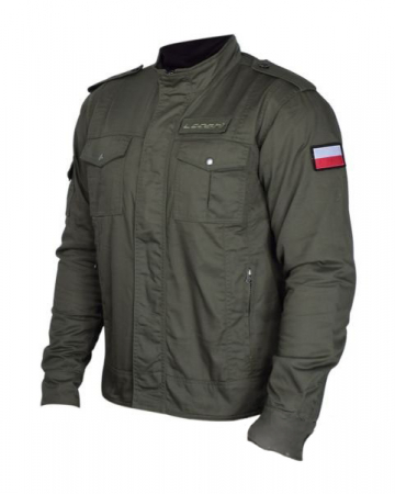 Echipament Strada - Geaca moto tip militar Leoshi, culoare verde army, marimea L