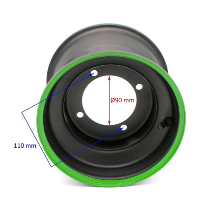 Janta spate ATV 125cc, 8inch, 4gauri, culoare negru cu banda verde [1]