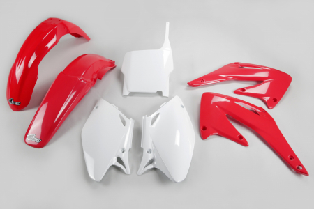 Kit plasticuri - Kit plastice Honda CRF 450 2004, culoare alb/rosu, OEM
