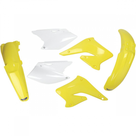 Kit plasticuri - Kit plastice Suzuki RMZ250 2004/2006, galben/alb, culoare OEM