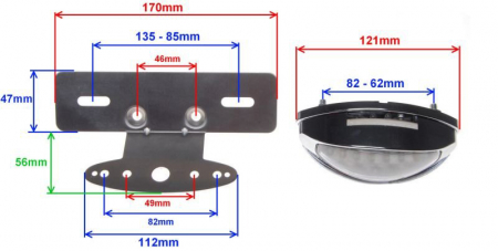 Lampa spate moto, Led, prindere sub carena/aripa, culoare cromat [1]