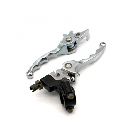 Set manete frana si ambreiaj cross 125, rabatabile, culoare argintiu [1]