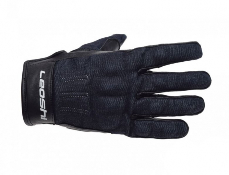 Echipament Strada - Manusi moto Leoshi Jeans cu protectii, marime S, culoare bleumarin