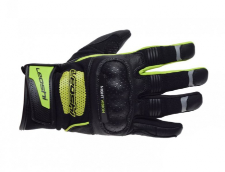 Echipament Strada - Manusi moto Leoshi piele, marime S, culoare negru/galben