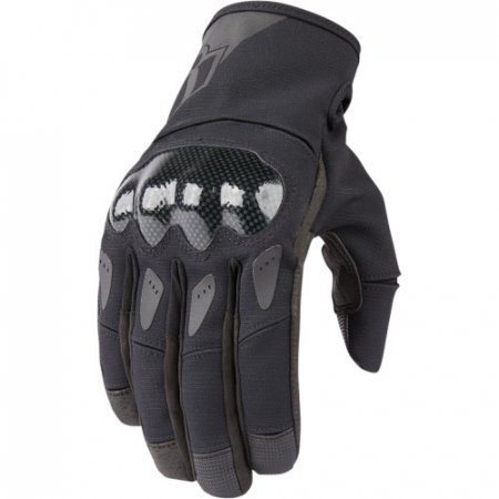 Echipament Strada - Manusi piele/textil Icon Stormhawk, culoare negru, marime M