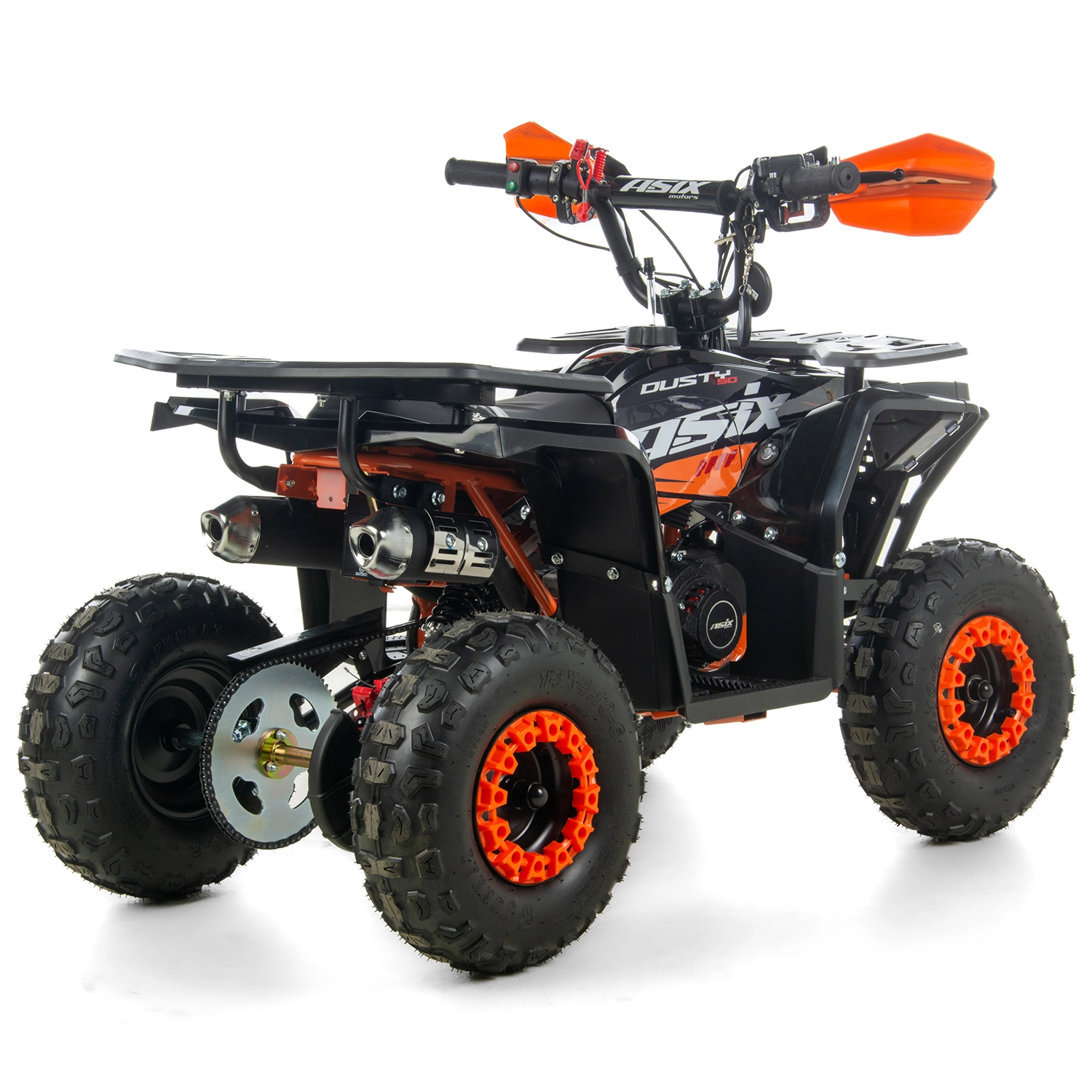 Mini atv Asix Dusty, roti 6inch, 50cc, 2 timpi, pornire electromotor, culoare negru/portocaliu [2]