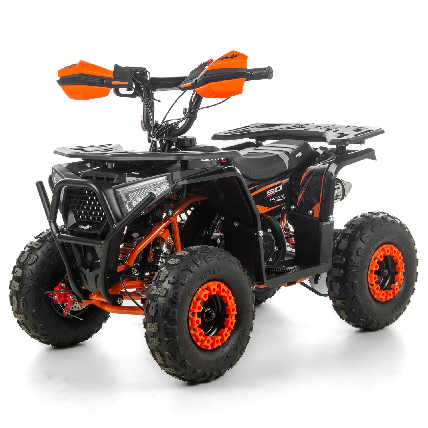 Mini atv Asix Dusty, roti 6inch, 50cc, 2 timpi, pornire electromotor, culoare negru/portocaliu [4]