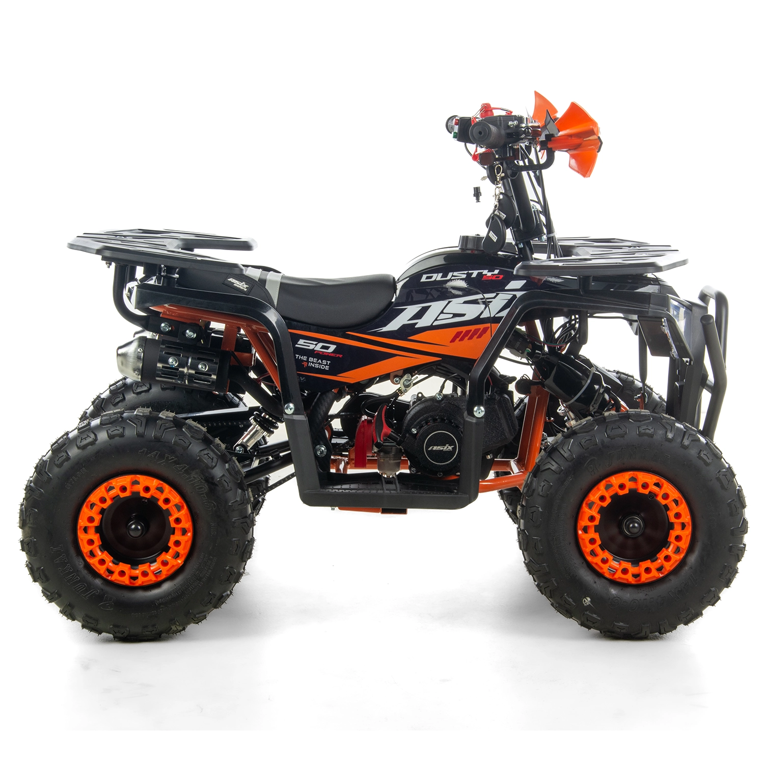 Mini atv Asix Dusty, roti 6inch, 50cc, 2 timpi, pornire electromotor, culoare negru/portocaliu [3]