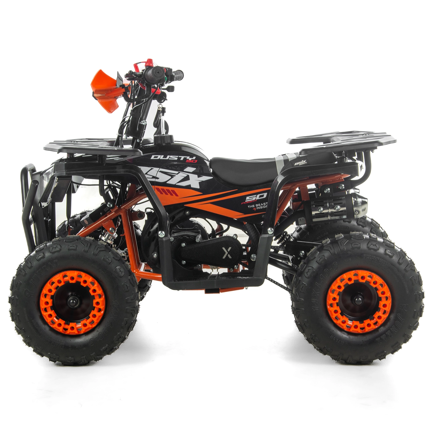 Mini atv Asix Dusty, roti 6inch, 50cc, 2 timpi, pornire electromotor, culoare negru/portocaliu [5]